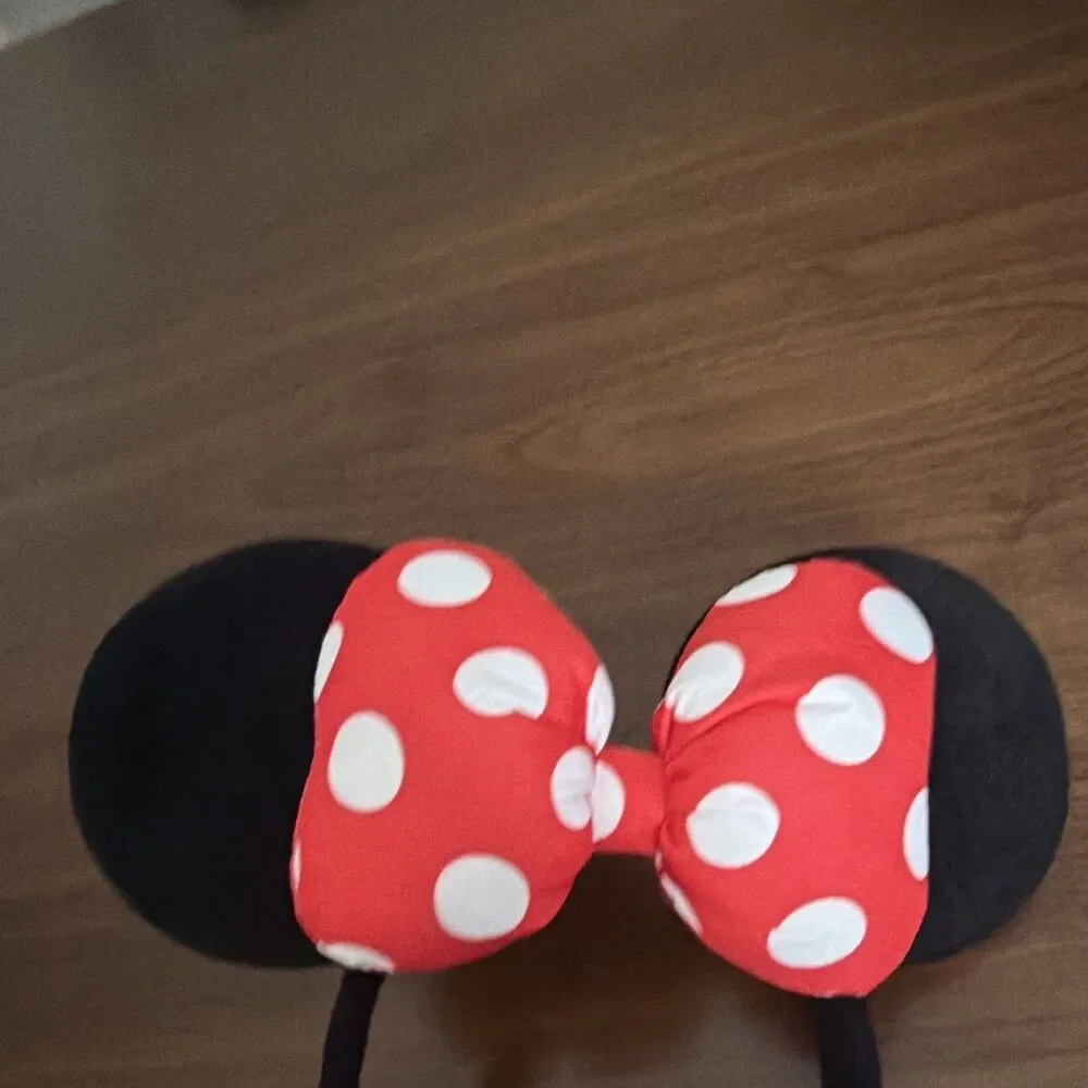 MINNIE MOUSE Red  White Polka Dot PUFFY  BOW Ears Headband  Costume No Logo